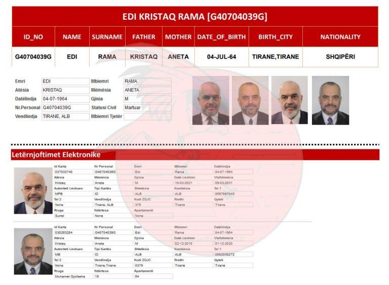Hakerat publikojnë të dhënat e Kryeministrit Edi Rama