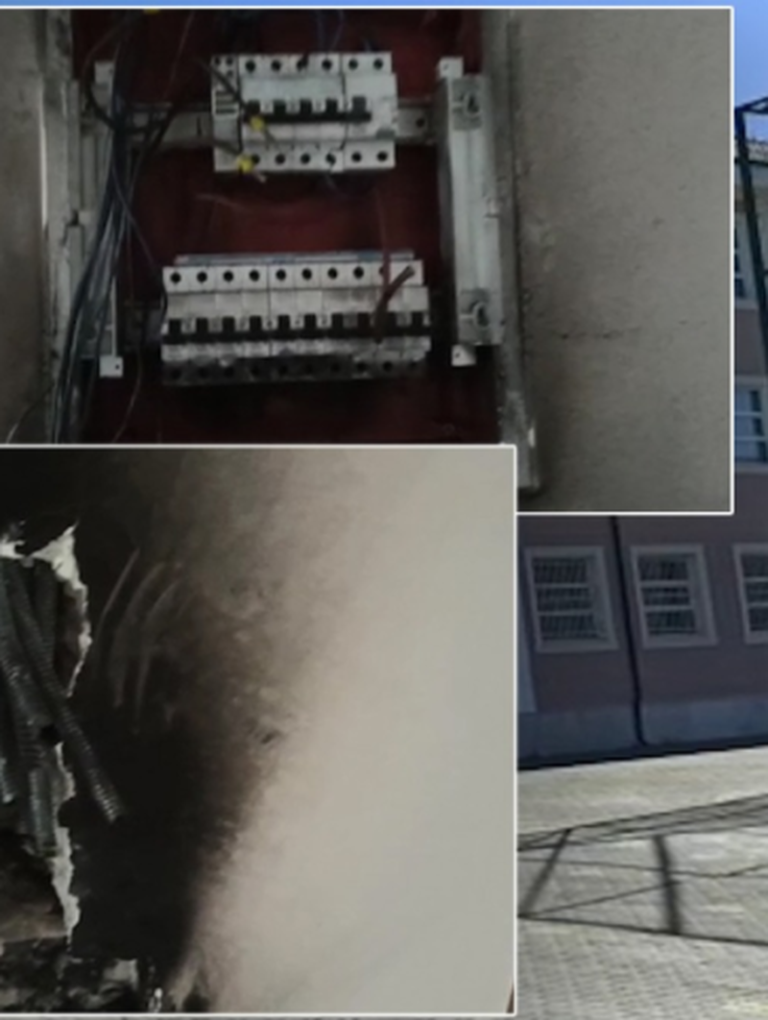 Burrel, merr flakë kutia e shpërndarjes së rrjetit elektrik në një pallat