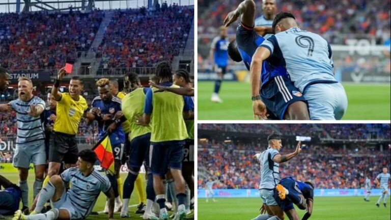 FOTO – Incident i rëndë në futboll, sulmuesi godet me kokë kundështarin dhe e lë të shtrirë në tokë